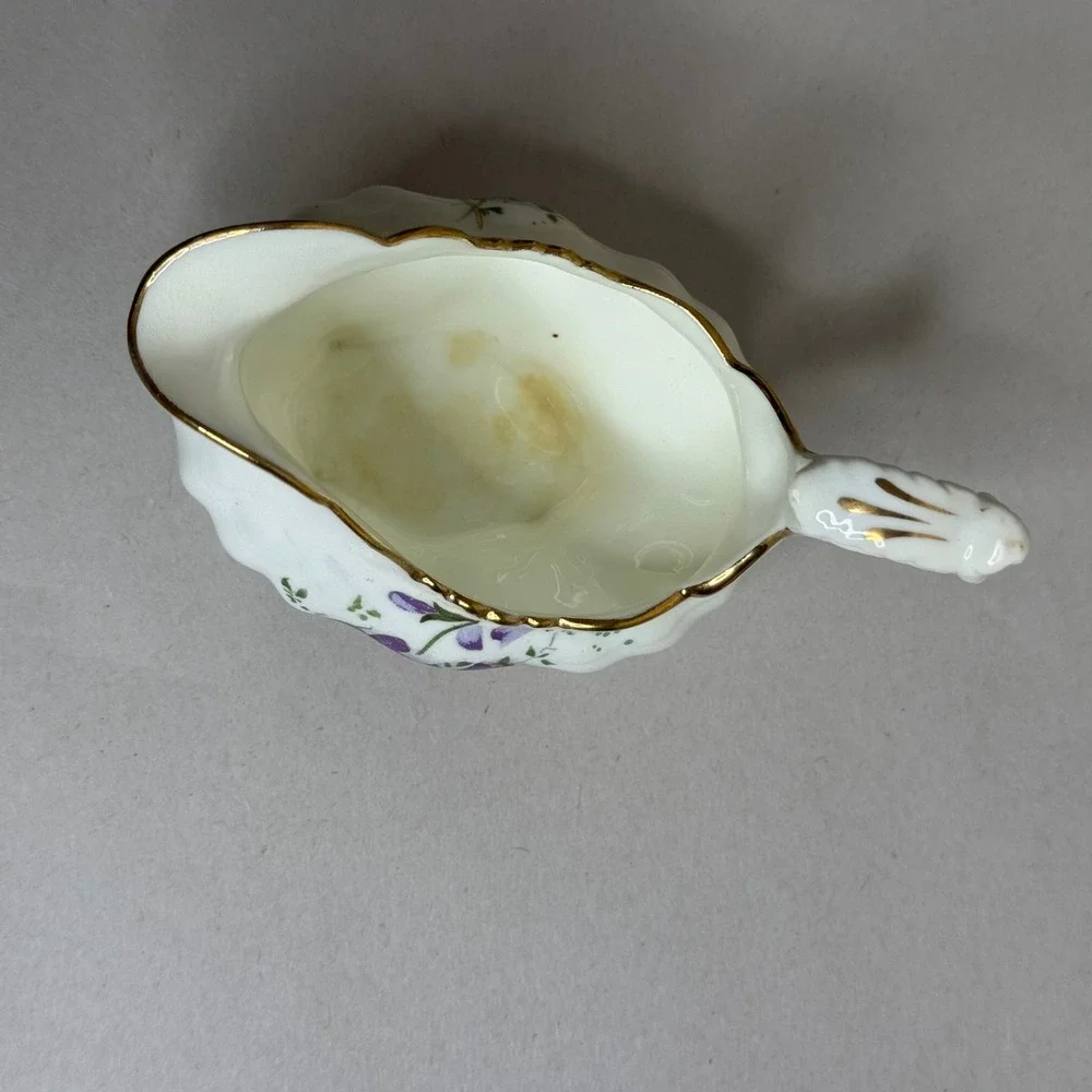 Hammersley & Co Bone China Victorian Violets Creamer Pitcher Gold Trim England